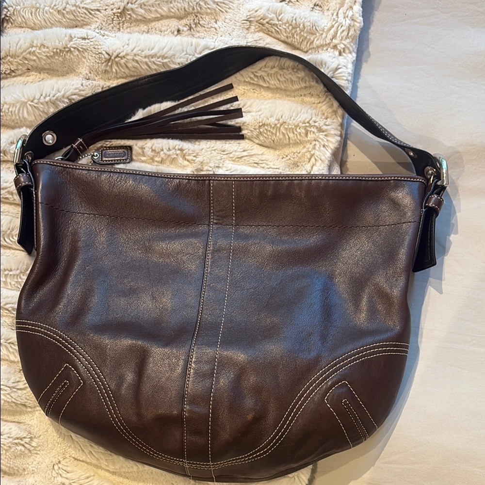 Vintage Coach Brown Leather Shoulder Bag